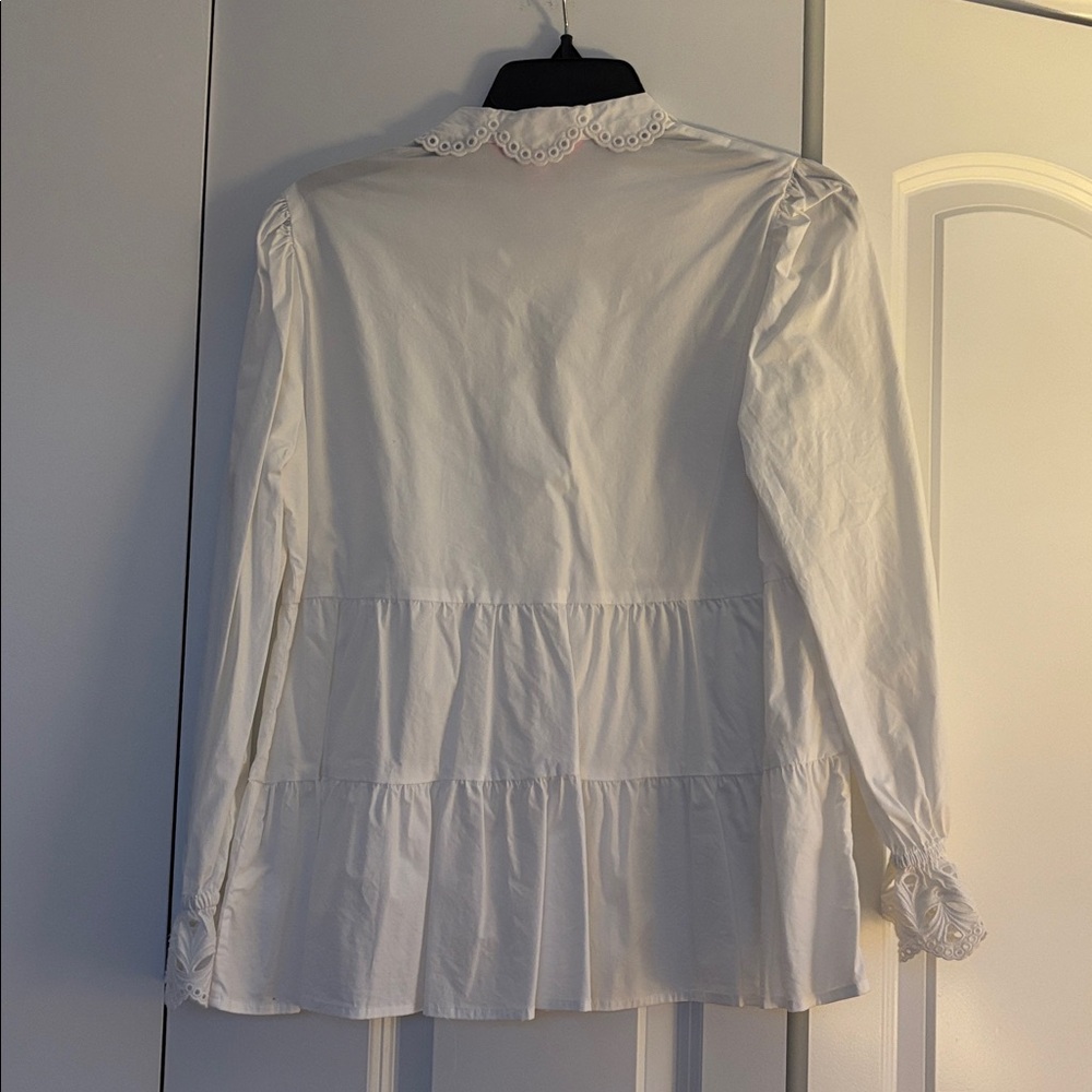 Lilly Pulitzer White Lace Trim Blouse, Medium - Picture 5 of 5